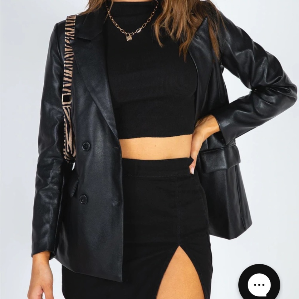 Princess Polly Black Leather Blazer